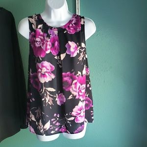 Nine West XL sleeveless blouse black & purple